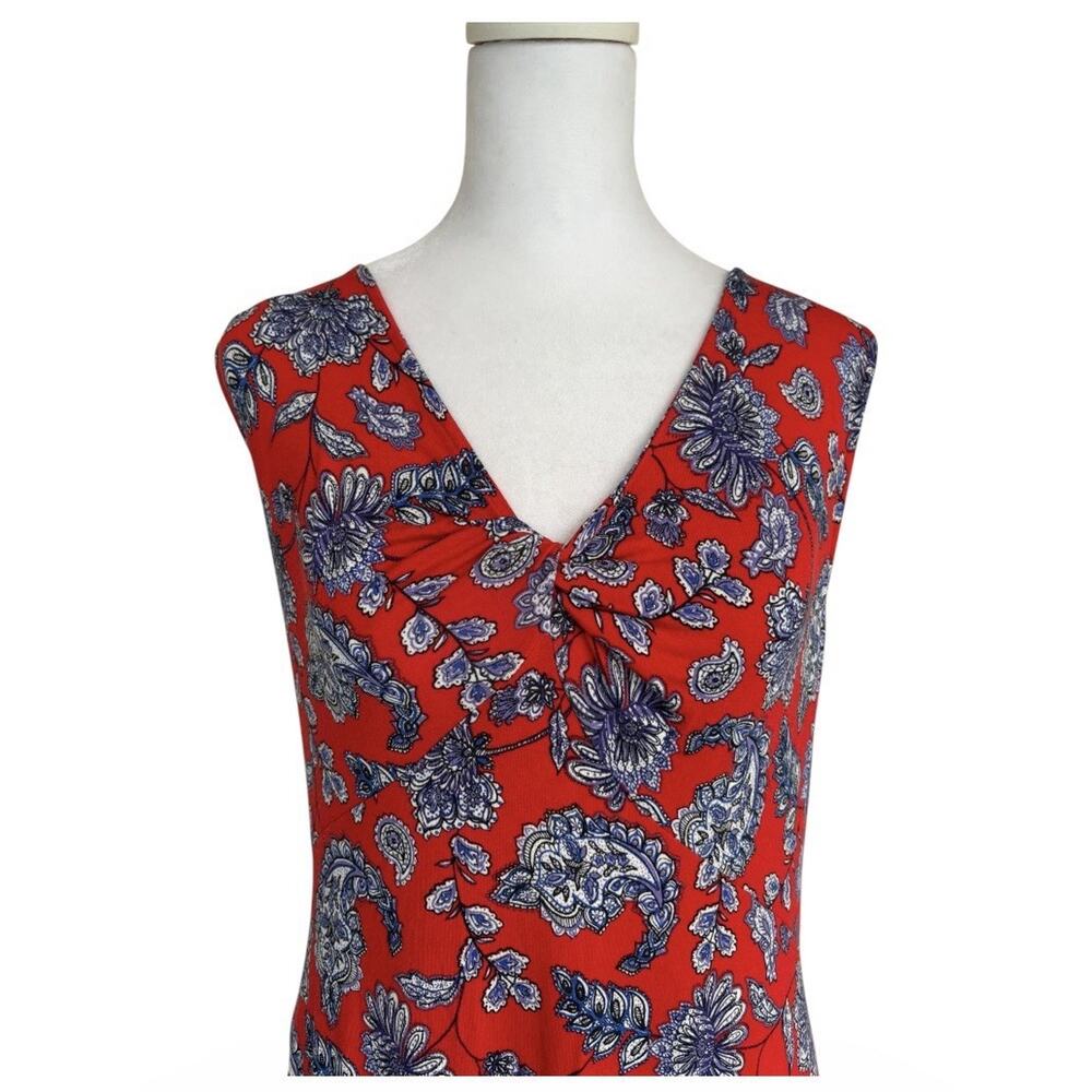 Harper 241 Boho Red Paisley Floral Tank Dress XL Cottagecore Vacay Cruise Resort - Picture 4 of 8